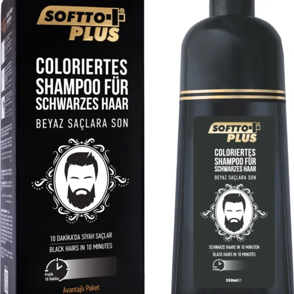Softto Plus Szampon koloryzujący dla siwych włosów 350 ml Czerń