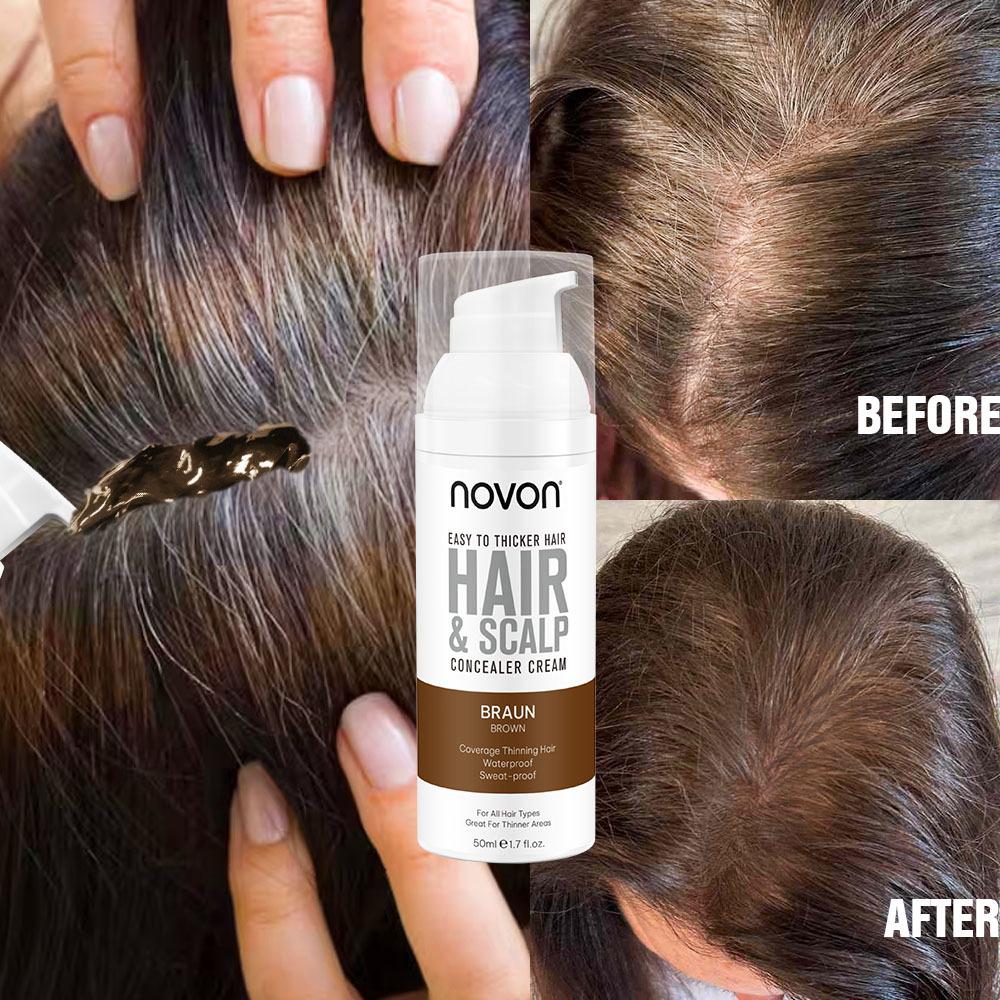 Novon Hair & Scalp Concealer krem maskujący przerzedzone włosy i skórę głowy BRĄZOWY (BRAUN) - obrazek 4