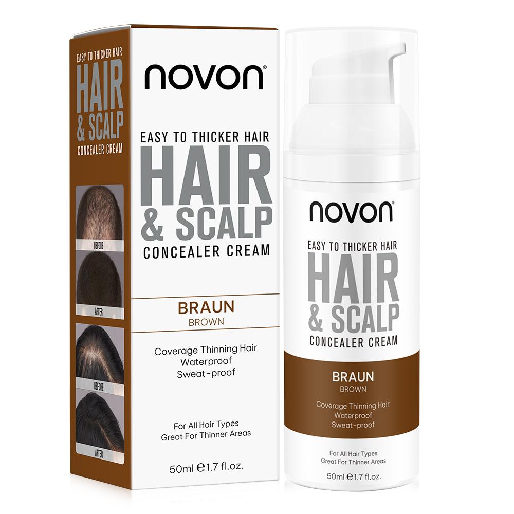 Novon Hair & Scalp Concealer krem maskujący przerzedzone włosy i skórę głowy BRĄZOWY (BRAUN)