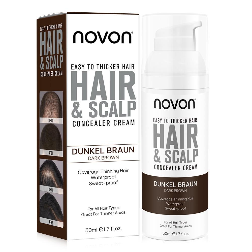 Novon Hair & Scalp Concealer krem maskujący przerzedzone włosy i skórę głowy CIEMNY BRĄZ (Dark Brown)