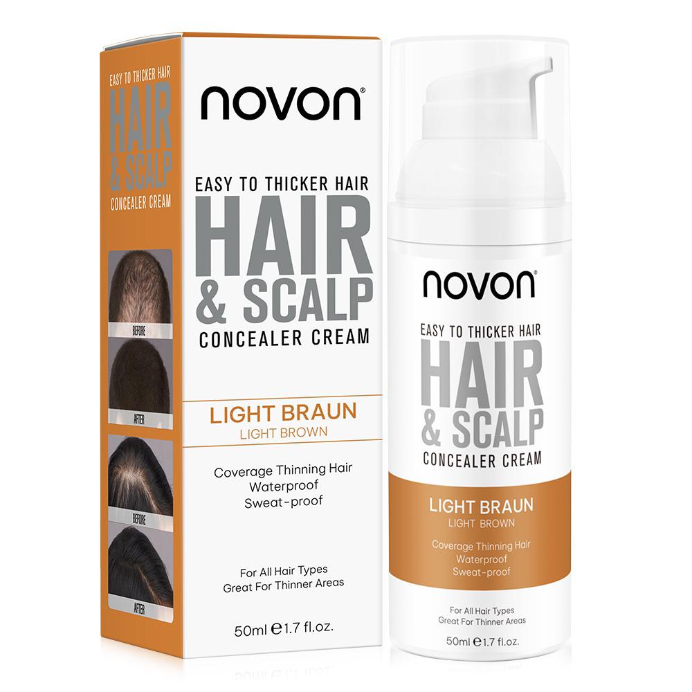 Novon Hair & Scalp Concealer krem maskujący przerzedzone włosy i skórę głowy JASNO BRĄZOWY (LIGHT BRAUN)
